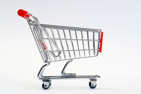shopping cart on a white backgroundの写真素材