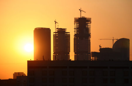 Sunset in Moscow centerの写真素材