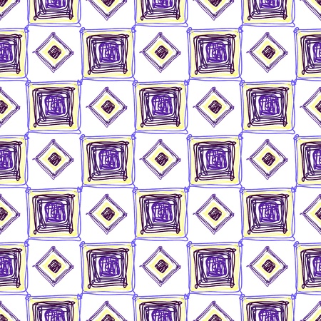 Seamless geometric pattern with purple cubes and rombesのイラスト素材