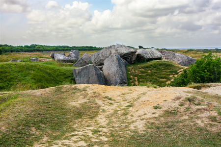 Ruined Landscape, Pointe du Hoc, Normandy, Franceの写真素材