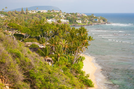 Diamond Head Beach Park and southernmost shore of Oahu island, Hawaii