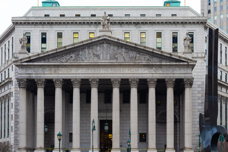 Manhattan, New York, USA - December 31, 2013 : New York County Supreme Court, neoclassical court building in the legal precinct of the city.のeditorial素材