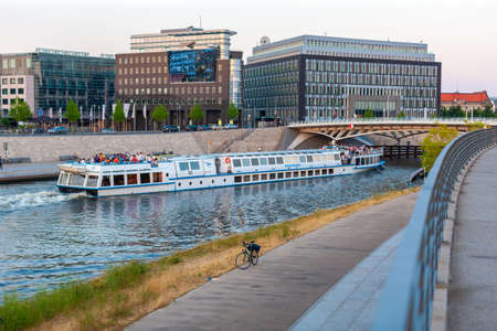 Berlin, Germany - July 14, 2010 : Tour boat on River Spree flowing through the capital city of Germany.のeditorial素材