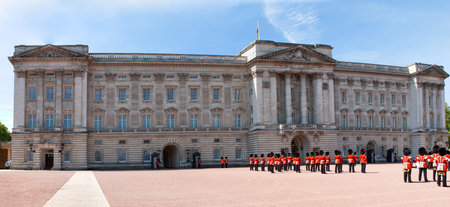 London, England - May 5, 2011 : Buckingham Palace during a Changing of the Guard Ceremony. Home of the British Queen and continually guarded by military regimentsのeditorial素材