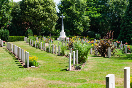 Ypres, Belgium - July 7, 2010 : Ramparts Cemetery at Lille Gate. Military cemetery for soldiers of...
