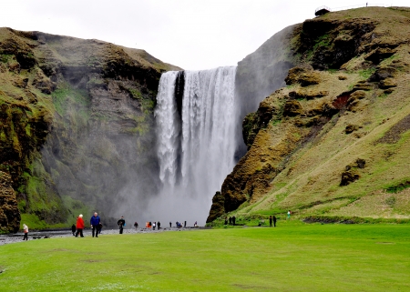 Skogafoss Waterfall in the south Icelandの写真素材