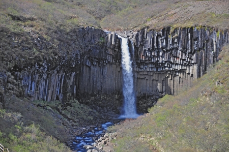 Icelandic waterfall Svartifoss from aboveの写真素材