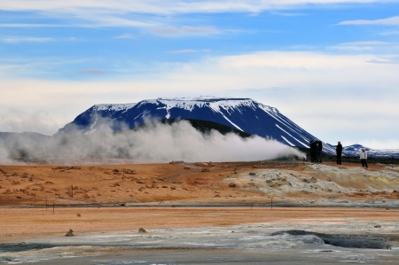 Myvatn hot springs in Icelandの写真素材