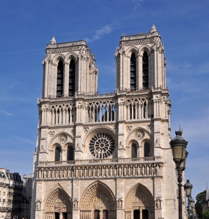 Cathedral Notre-Dame de Paris, close-up viewの写真素材