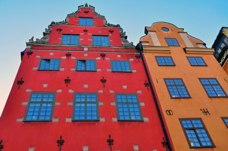 Gamla Stan decorated houses, Stockholm, Sweden.のeditorial素材