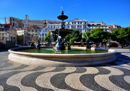 Restaradores, one the most beautiful squares of Lisbon, Portugalのeditorial素材