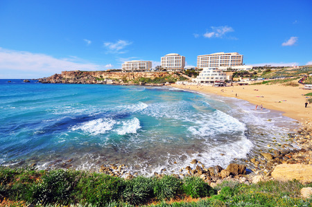 Golden Bay, the most famous beach in Malta の写真素材