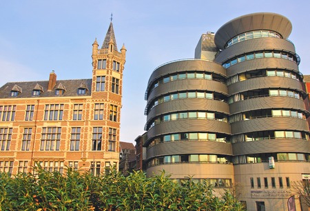 ANTWERPEN, BELGIUM - MARCH 24: Old and modern architecture of Antwerpen city center on March 24, 2012. Antwerpen is a city and municipality in Belgium and the capital of the Antwerp province of Belgium.のeditorial素材