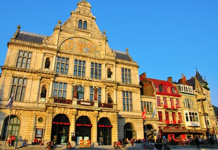 GHENT, BELGIUM - MARCH 21: People at the National theatre Schouwburg in Ghent city center on March 21, 2012. Ghent is the capital and largest city of the East Flanders province.のeditorial素材