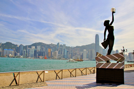 HONG KONG, CHINA - JUNE 5: Panorama of Hong Kong city from Kowloon Island on June 5, 2012. Hong Kong is one of the two Special Administrative Regions of the People's Republic of China. のeditorial素材