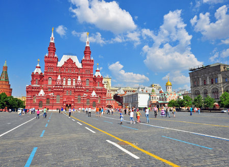 MOSCOW, RUSSIA - MAY 25: Tourists go by the Red Square in Moscow historical centre on may 25, 2014....