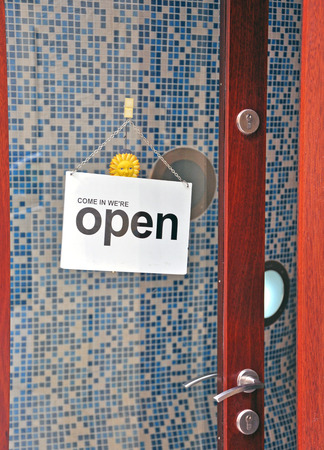 Open sign in the storeの写真素材