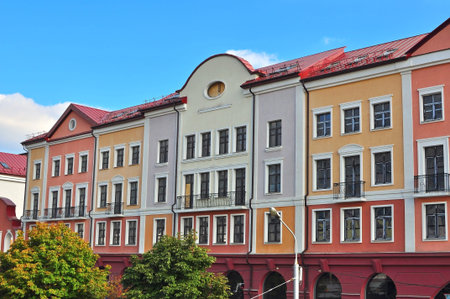 Facade of a house in Minsk city centre, Belarus