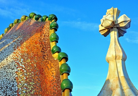 BARCELONA, SPAIN - JANUARY 10: Architectural details of "Casa Batllo" by Gaudi in Barcelona on January 10, 2013. Antoni Gaudi was a Spanish Catalan architect and practitioner of Catalan Modernism.のeditorial素材