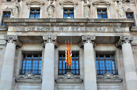Post and telegraph office in Barcelona, Catalonia, Spainの写真素材