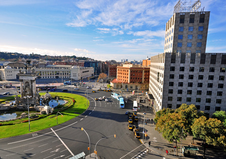 BARCELONA, SPAIN - JANUARY 18: Top view of Barcelona downtown on January 18, 2015. Barcelona is the capital of Catalonia and second largest city of Spain.のeditorial素材