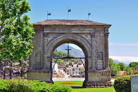 Roman arch in Aosta, Italyの写真素材