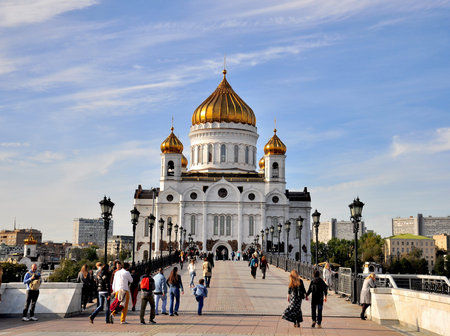 MOSCOW, RUSSIA - OCTOBER 4: Cathedral of the Christ Savior in the centre of Moscow, Russia on October 4, 2015. Moscow is the capital and largest city of Russia.のeditorial素材