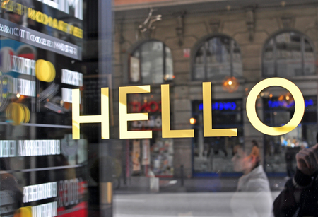 Hello golden letters in the showcaseのeditorial素材