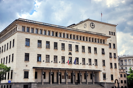 SOFIA, BULGARIA - MAY 5: View of the National Bank of Bulgaria in Sofia on May 5, 2016. Sofia is the largest city and capital of Bulgaria.のeditorial素材
