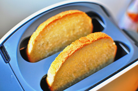 Toaster with bread slices