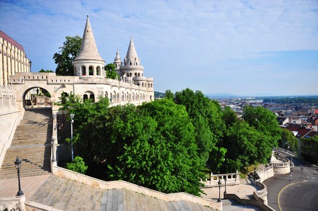 Panorama of Fisherman's bastion, Budapest city, Hungaryのeditorial素材