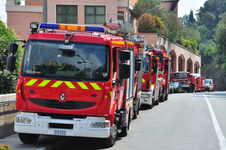 PARIS, FRANCE - JUNE 17: Fire engines in the street of Monte-Carlo, Monaco on June 17, 2011.