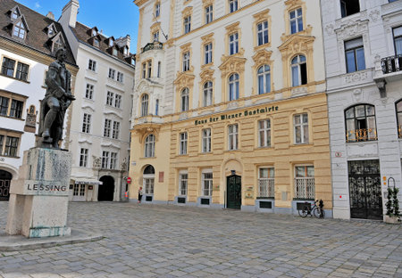 VIENNA, AUSTRIA - JUNE 6: View of the street in historical centre of Vienna on June 6, 2016. Vienna is a capital and largest city of Austria.のeditorial素材