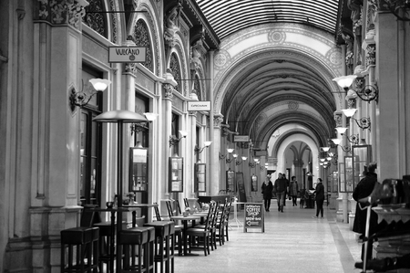 VIENNA, AUSTRIA - FEBRUARY 11: Interior of Ferstel Passage in Vienna on February 11, 2017.のeditorial素材