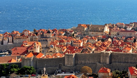 Top view of Dubrovnik old town, Croatiaのeditorial素材