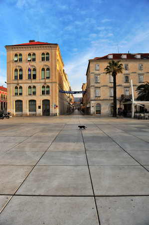 SPLIT, CROATIA - FEBRUARY 21: View of the historical center of Split town, Croatia on February 21, 2017. Split is a capital of Dalmatia region of Croatia.のeditorial素材