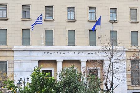 ATHENS, GREECE - FEBRUARY 19: National bank of Greece in the street of Athens on February 19, 2018.のeditorial素材