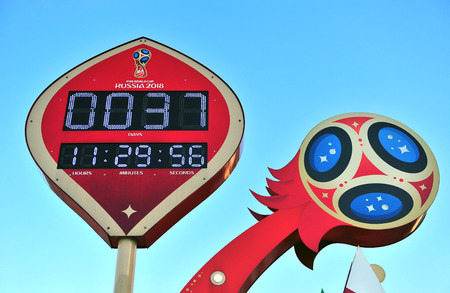 MOSCOW, RUSSIA - MAY 08: Official countdown of Football World Cup 2018 in Moscow on May 8, 2018.のeditorial素材