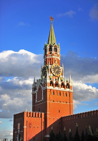 Spasskaya tower of Kremlin ensemble, Moscowのeditorial素材