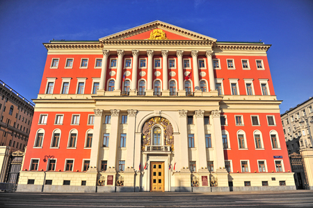 Moscow city hall building, Tverskaya streetのeditorial素材