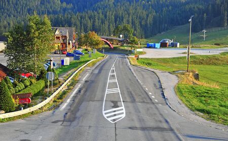 DONOVALY, SLOVAKIA - SEPTEMBER 20: View of the highway in Donovaly village, Slovakia on September 20, 2018.のeditorial素材