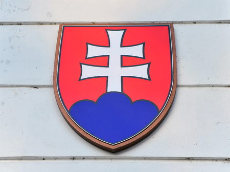 National flag of Slovakia on the wallの写真素材