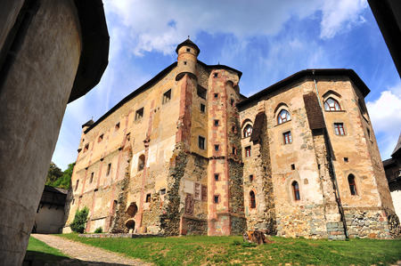 Facade of old castle in Banska Stiavnica town, Slovakiaの写真素材
