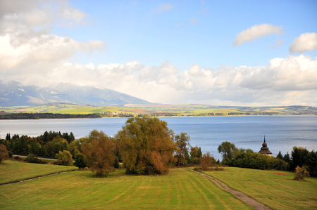 Beautiful view of Liptovska mara lake in central Slovakia on summerの写真素材