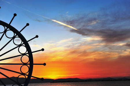 Beautiful sunset over the sea, Naxos, Greeceの写真素材