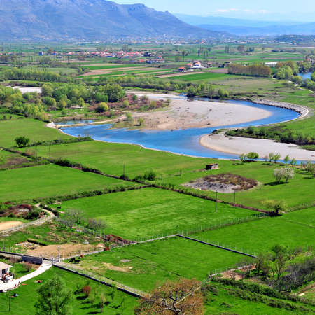 Top view of landscape in Skadar lake national park, Albaniaの写真素材