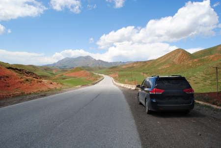Scenic view of a road in Pamir. Kyrgyzstanの写真素材