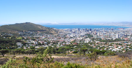 Panoramic view of the city of Cape Town, South Africaの写真素材