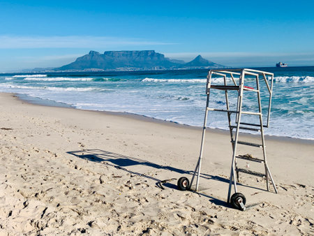 Ladder on the beach in Cape Town, South Africa, Africaの写真素材
