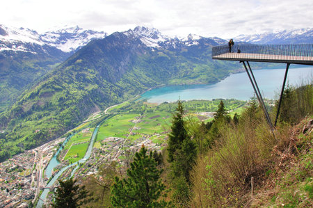 View of Lake Lucerne from the top of the mountain. Switzerlandの写真素材